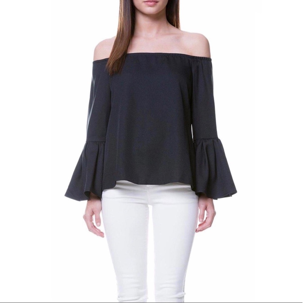 English Factory Black Bell Sleeve Top